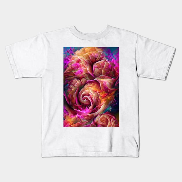 Rose Fractal Kids T-Shirt by Dturner29